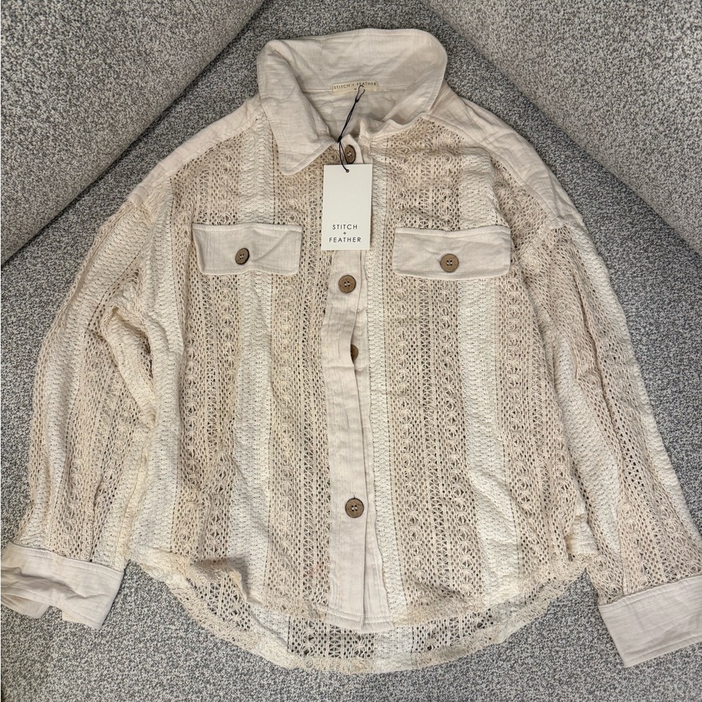 Cream Women's Crochet Jacket - Picture 4 of 10